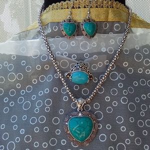 Blue Howlite Earrings and Pendant